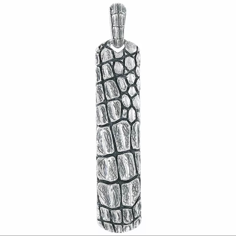 David Yurman Silver Mens Gator Ingot Tag Pendant